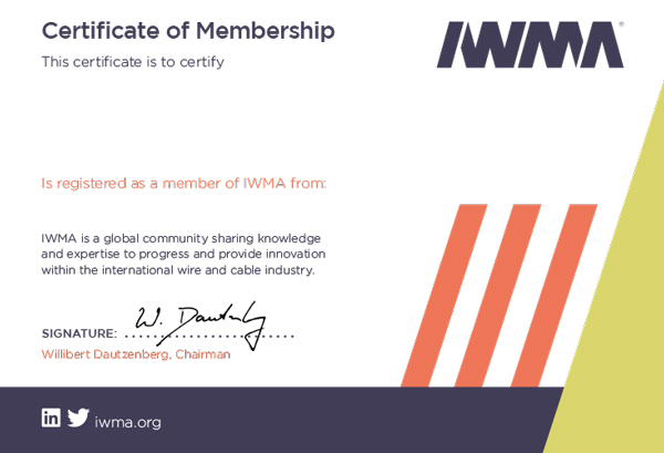 IWMA - Certificate of Membership